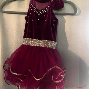 Weissman Burgundy Kids Dance Costume with Sparkle